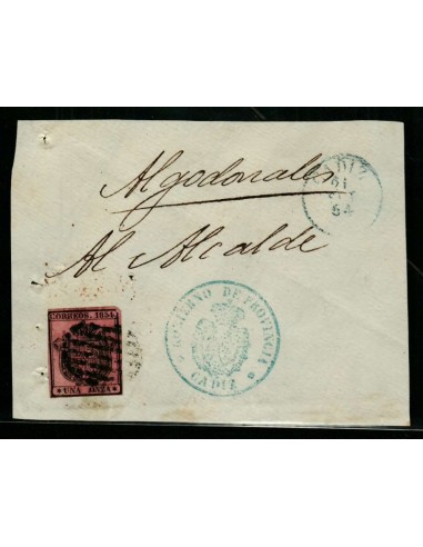 FA1464C, HISTORIA POSTAL. 1854, 21 de septiembre. Pliego oficial de Cádiz a Algodonales