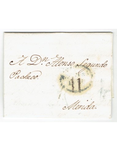FA1823D, PREFILATELIA. 1832, 4 de octubre. Sobrescrito circulado de Lugo a Mérida