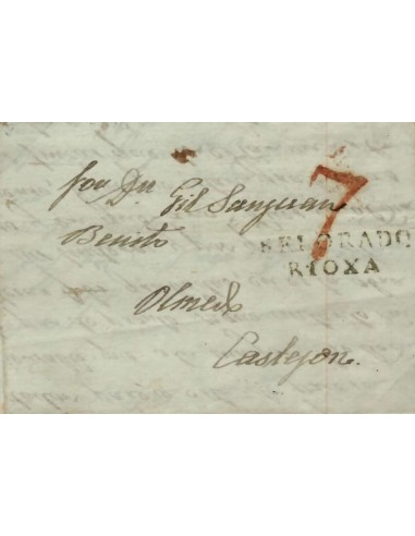 FA0780B, PREFILATELIA. 1843, 17 de octubre. Sobrescrito circulado de Belorado a Castejón