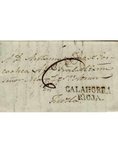 FA0780E, PREFILATELIA. 1827, 6 de marzo. Sobrescrito circulado de Calahorra a Tudela
