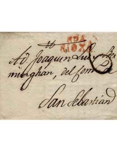 FA0781B, PREFILATELIA. 1810, 10 de marzo. Sobrescrito circulado de Miranda de Ebro a San Sebastián, RR