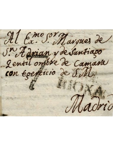 FA0781D, PREFILATELIA. 1807, 16 de febrero. Sobrescrito circulado de Nájera a Madrid, RRR