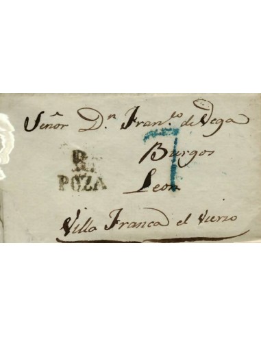 FA0781E, PREFILATELIA. 1842, 19 de junio. Sobrescrito circulado de Poza de la Sal a Villafranca del Vierzo, RR