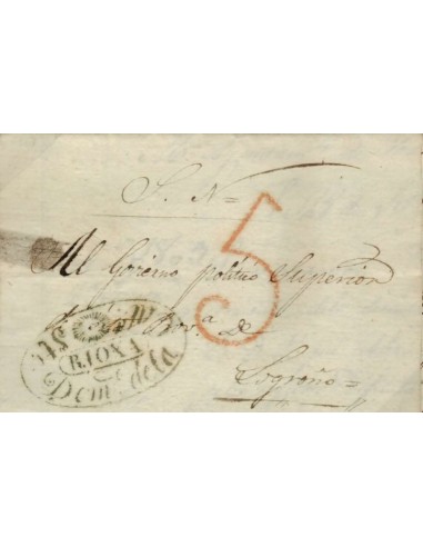 FA0781G, PREFILATELIA. 1837, 28 de septiembre. Sobrescrito circulado de Santo Domingo de la Calzada a Logroño