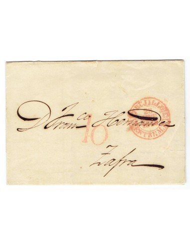 FA1819, PREFILATELIA. 1848, 28 de septiembre. Sobrescrito circulado de Trujillo a Zafra