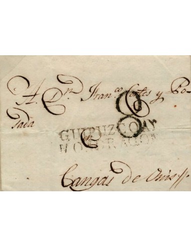 FA0783A, PREFILATELIA. 1820, 16 de septiembre. Sobrescrito circulado de Mondragón a Cangas de Onís