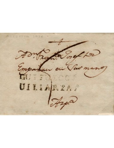FA0783G, PREFILATELIA. 1817, 7 de abril. Sobrescrito circulado de Villarreal a Azpeitia