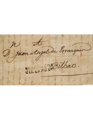 FA0783I, PREFILATELIA. 1829, 25 de mayo. Sobrescrito circulado de Villarreal a Bilbao
