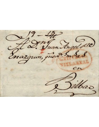 FA0783K, PREFILATELIA. 1832, 25 de noviembre. Sobrescrito circulado de Azpeitia a Bilbao