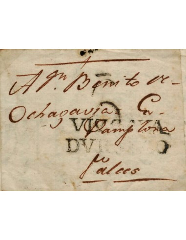 FA0784C, PREFILATELIA. 1817, 30 de octubre. Sobrescrito circulado de Durango a Falces