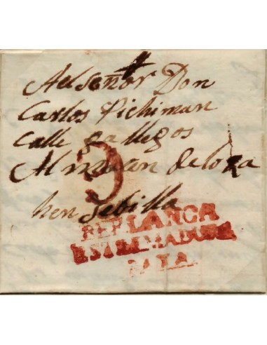 FA0788A, PREFILATELIA. 1833, 13 de septiembre. Sobrescrito circulado de Berlanga a Sevilla