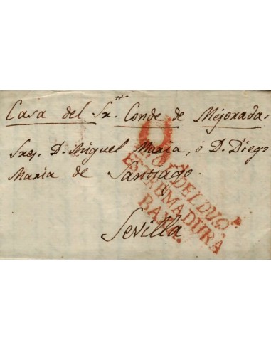FA0789N, PREFILATELIA. 1841, 18 de septiembre. Sobrescrito circulado de Hinojosa del Duque a Sevilla, RRR