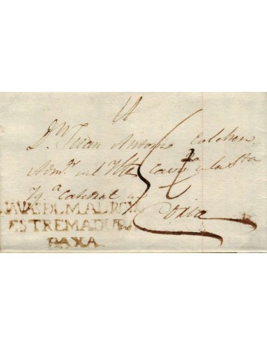 FA0790G, PREFILATELIA. 1829, 21 de noviembre. Sobrescrito circulado de Navas del Madroño a Coria, RR