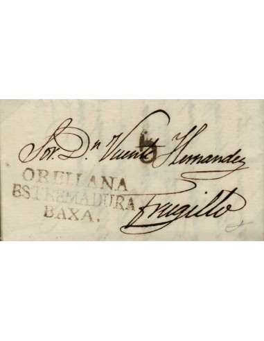 FA0790J, PREFILATELIA. 1845, 22 de enero. Sobrescrito circulado de Orellana a Trujillo