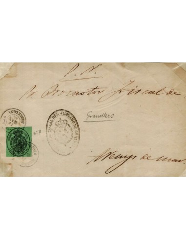 FA1074C, HISTORIA POSTAL. 1865, mes de marzo. Pliego oficial remitido de Granollers a Arenis de Mar