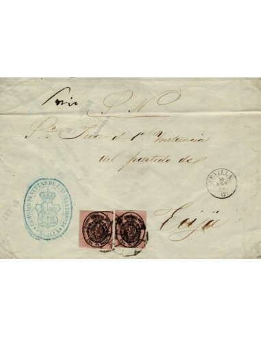 FA1074D, HISTORIA POSTAL. 1860, 18 de agosto. Pliego oficial remitido de Sevilla a Écija