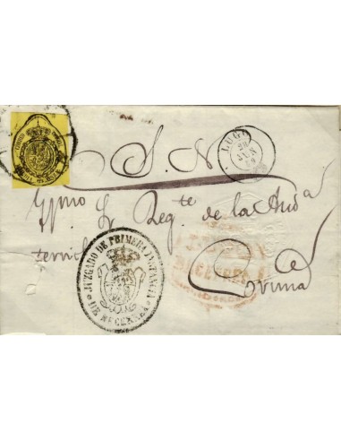 FA1076B, HISTORIA POSTAL. 1859, 28 de junio. Pliego oficial remitido de Becerrea a Coruña