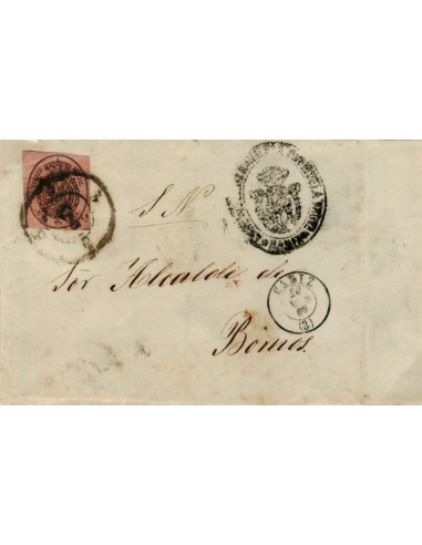 FA1076, HISTORIA POSTAL. Año de 1860. Pliego oficial remitido de Cádiz a Bornos