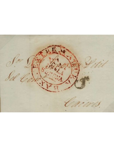 FA0791M, PREFILATELIA. 1806, 7 de agosto. Sobrescrito circulado de Villanueva de la Serena a Cáceres