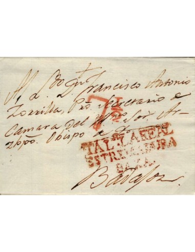 FA0791, PREFILATELIA. 1825, 7 de noviembre. Sobrescrito circulado de Talavera la Real a Badajoz