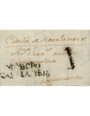 FA0793A, PREFILATELIA. 1804, 16 de febrero. Sobrescrito circulado de Medina del Campo a Salamanca