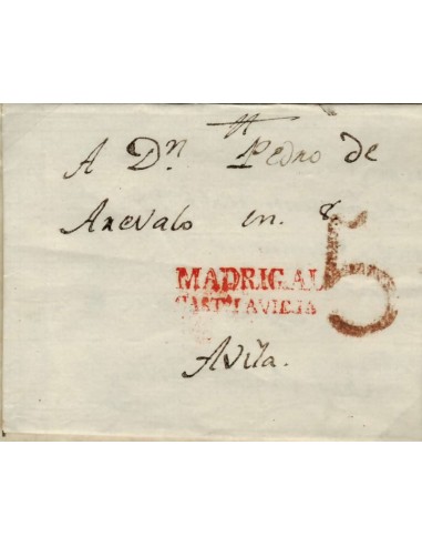 FA0793D, PREFILATELIA. 1829, 2 de mayo. Sobrescrito circulado de Madrigal de las Altas Torres a Ávila