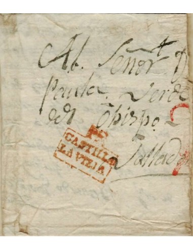 FA0793K, PREFILATELIA. 1817, 28 de junio. Fragmento de sobrescrito circulado de Peñafiel a Valladolid, RRR
