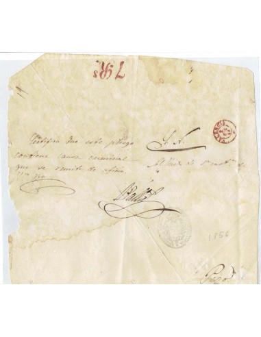 FA1900D, PREFILATELIA. 1856, 2 de diciembre. Envuelta de plica judicial remitida de Valencia a Pego