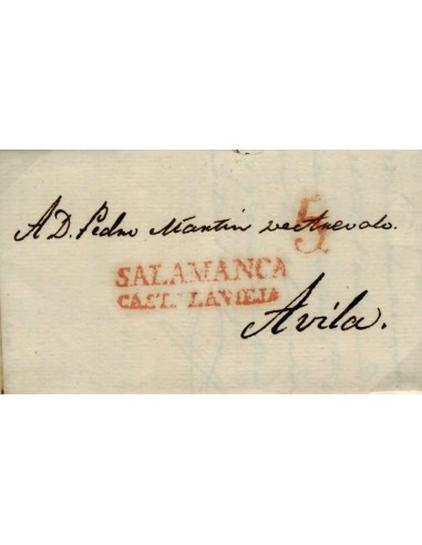 FA0794B, PREFILATELIA. 1830, 16 de septiembre. Sobrescrito circulado de Salamanca a Ávila