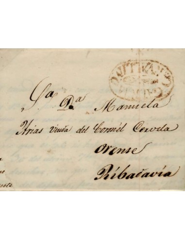 FA0797E, PREFILATELIA. 1846, 8 de octubre. Sobrescrito circulado de Carballino a Rivadabia