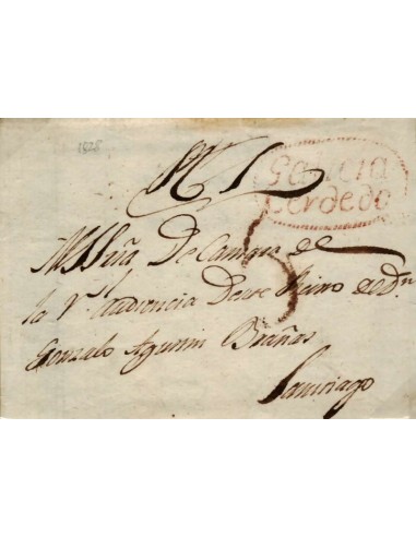 FA0797I, PREFILATELIA. 1828, 18 de junio. Sobrescrito circulado de Cerdedo a Santiago
