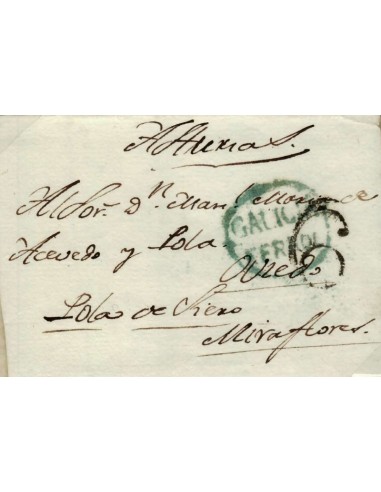 FA0797P, PREFILATELIA. 1823, 1 de septiembre. Sobrescrito circulado de Ferrol a Miraflores