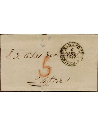 FA1670A, PREFILATELIA. 1844, 6 de diciembre. Sobrescrito circulado de Badajoz a Zafra