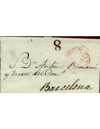 FA1670D. PREFILATELIA. 1842, mes de julio. Sobrescrito circulado de Madrid a Barcelona
