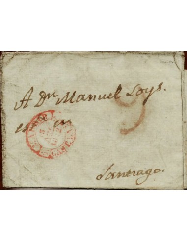 FA1671A. PREFILATELIA. 1842, 15 de agosto. Sobrescrito circulado de Madrid a Santiago de Compostela