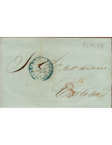 FA1671B. PREFILATELIA. 1843, 5 de diciembre. Sobrescrito circulado de Madrid a Tortosa