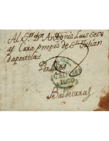 FA0798D. PREFILATELIA. 1815, 10 de marzo. Sobrescrito circulado de Lugo a Valdeorras