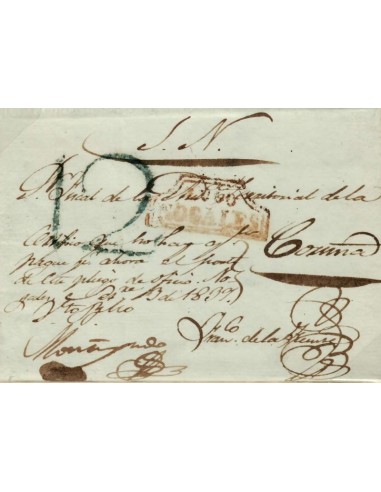 FA0798L. PREFILATELIA. 1839, 3 de septiembre. Sobrescrito circulado de Nogales a Coruña, RR