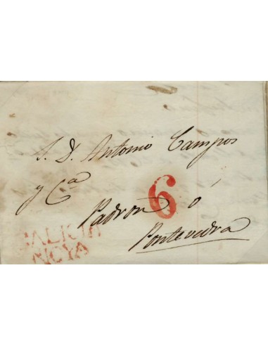 FA0798M. PREFILATELIA. 1844, 12 de abril. Sobrescrito circulado de Noya a Pontevedra