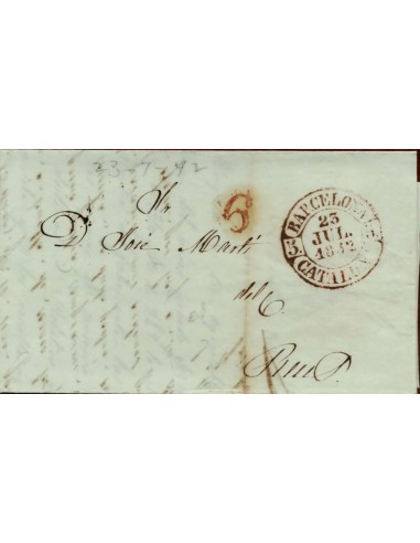 FA1674C. PREFILATELIA. 1842, 23 de julio. Sobrescrito circulado de Barcelona a Reus