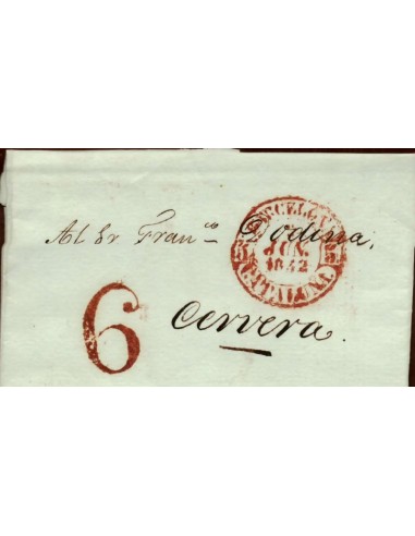 FA1674D. PREFILATELIA. 1842, mes de junio. Sobrescrito circulado de Barcelona a Cervera