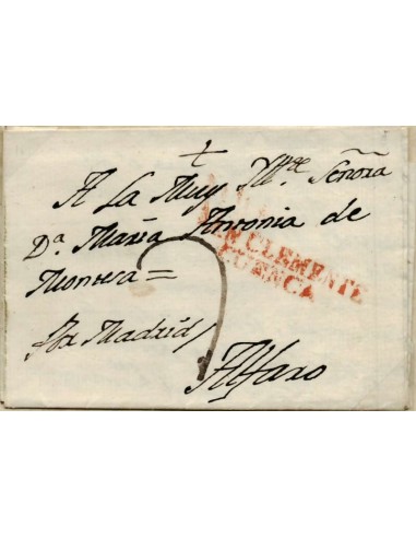 FA0803J. PREFILATELIA. 1803, 4 de marzo. Sobrescrito circulado de San Clemente a Alfaro