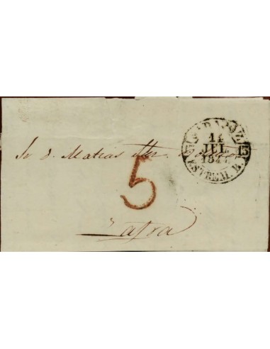FA1677. PREFILATELIA. 1844, 14 de julio. Sobrescrito circulado de Badajoz a Zafra
