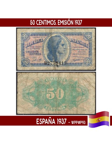 España 1937. 50 cts. Ministerio de Hacienda (F)