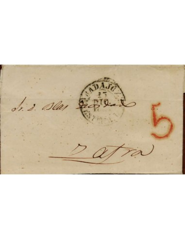FA1683. PREFILATELIA. 1844, 13 de diciembre. Sobrescrito circulado de Badajoz a Zafra