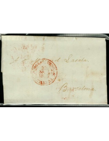 FA1769. PREFILATELIA. 1845, 22 de septiembre. Sobrescrito circulado de Mora de Ebro a Barcelona