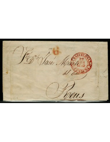 FA1769B. PREFILATELIA. 1842, 22 de agosto. Sobrescrito circulado de Barcelona a Reus