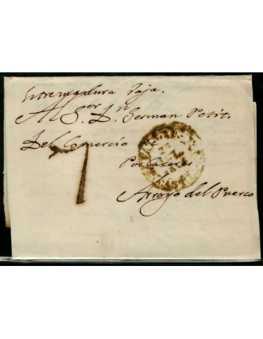 FA1770A. PREFILATELIA. 1844, mes de julio. Sobrescrito circulado de Valladolid a Arroyo del Puerco