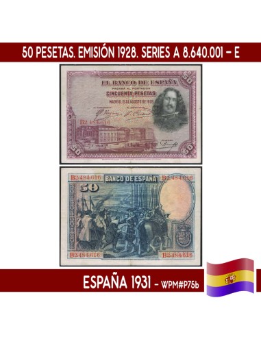 España 1931. 50 pts. Emisión 1928. Series B y C (XF)