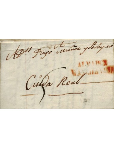 FA0809B. PREFILATELIA. 1826, 12 de junio. Sobrescrito circulado de Almaden a Ciudad Real